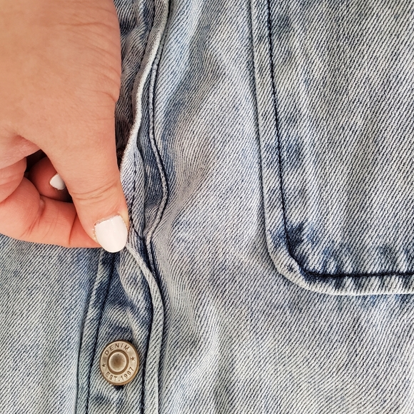 Meli Light Wash Button Front Denim Maxi Skirt - Picture 7 of 9